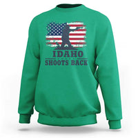 Idaho Shoots Back Distressed American Flag Sweatshirt Cowboy Gunslinger Graphic
