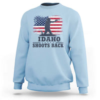 Idaho Shoots Back Distressed American Flag Sweatshirt Cowboy Gunslinger Graphic
