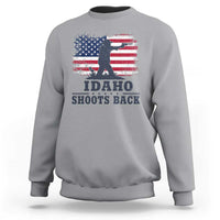 Idaho Shoots Back Distressed American Flag Sweatshirt Cowboy Gunslinger Graphic