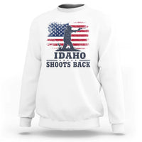 Idaho Shoots Back Distressed American Flag Sweatshirt Cowboy Gunslinger Graphic