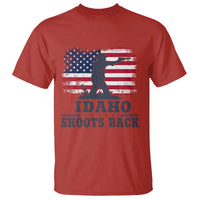 Idaho Shoots Back Distressed American Flag T Shirt Cowboy Gunslinger Graphic