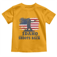 Idaho Shoots Back Distressed American Flag Toddler T Shirt Cowboy Gunslinger Graphic