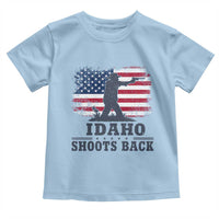 Idaho Shoots Back Distressed American Flag Toddler T Shirt Cowboy Gunslinger Graphic