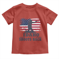 Idaho Shoots Back Distressed American Flag Toddler T Shirt Cowboy Gunslinger Graphic