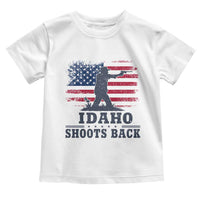 Idaho Shoots Back Distressed American Flag Toddler T Shirt Cowboy Gunslinger Graphic
