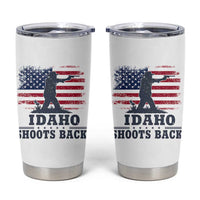 Idaho Shoots Back Distressed American Flag Tumbler Cup Cowboy Gunslinger Graphic