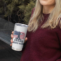 Idaho Shoots Back Distressed American Flag Tumbler Cup Cowboy Gunslinger Graphic
