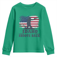Idaho Shoots Back Distressed American Flag Youth Sweatshirt Cowboy Gunslinger Graphic