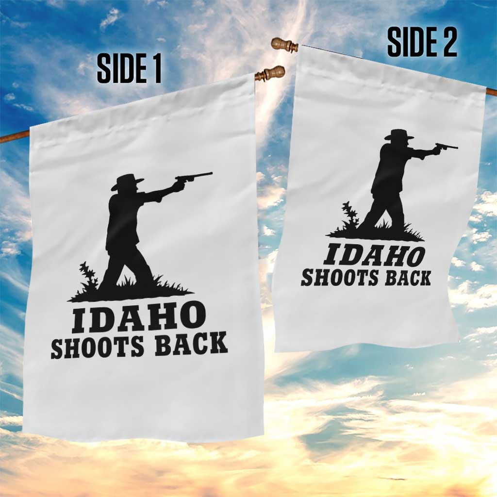 Idaho Shoots Back Minimalist Gunslinger Silhouette State Pride Graphic Garden Flag