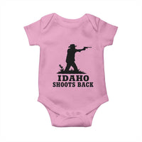 Idaho Shoots Back Minimalist Gunslinger Silhouette State Pride Graphic Baby Onesie
