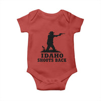 Idaho Shoots Back Minimalist Gunslinger Silhouette State Pride Graphic Baby Onesie