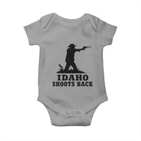 Idaho Shoots Back Minimalist Gunslinger Silhouette State Pride Graphic Baby Onesie