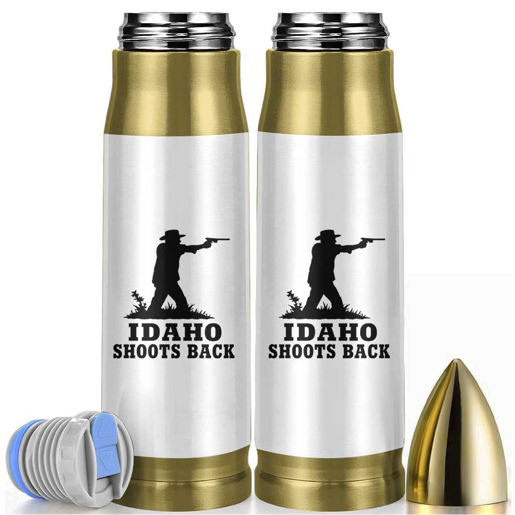Idaho Shoots Back Minimalist Gunslinger Silhouette State Pride Graphic Bullet Tumbler