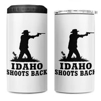 Idaho Shoots Back Minimalist Gunslinger Silhouette State Pride Graphic 4 in 1 Can Cooler Tumbler