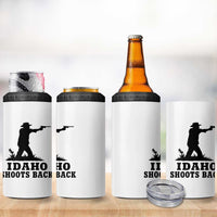Idaho Shoots Back Minimalist Gunslinger Silhouette State Pride Graphic 4 in 1 Can Cooler Tumbler