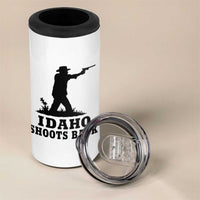 Idaho Shoots Back Minimalist Gunslinger Silhouette State Pride Graphic 4 in 1 Can Cooler Tumbler