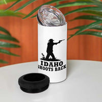 Idaho Shoots Back Minimalist Gunslinger Silhouette State Pride Graphic 4 in 1 Can Cooler Tumbler