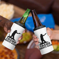 Idaho Shoots Back Minimalist Gunslinger Silhouette State Pride Graphic 4 in 1 Can Cooler Tumbler
