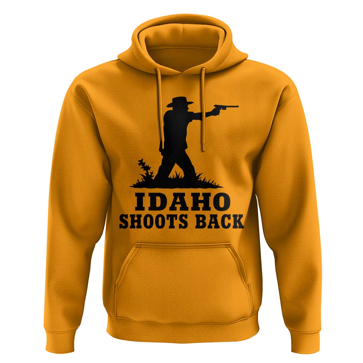 Idaho Shoots Back Minimalist Gunslinger Silhouette State Pride Graphic Hoodie
