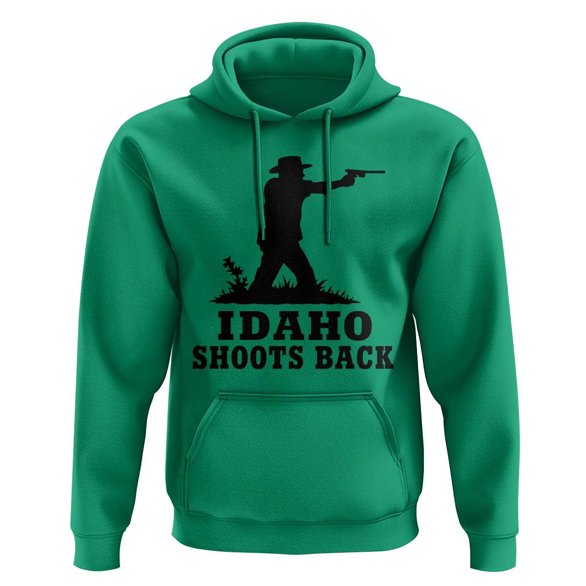 Idaho Shoots Back Minimalist Gunslinger Silhouette State Pride Graphic Hoodie