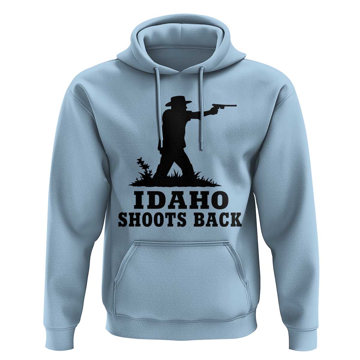 Idaho Shoots Back Minimalist Gunslinger Silhouette State Pride Graphic Hoodie