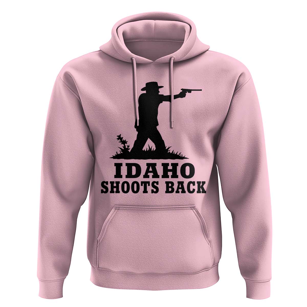 Idaho Shoots Back Minimalist Gunslinger Silhouette State Pride Graphic Hoodie