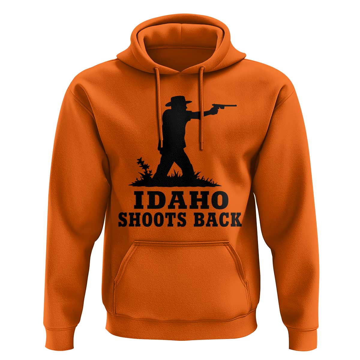 Idaho Shoots Back Minimalist Gunslinger Silhouette State Pride Graphic Hoodie