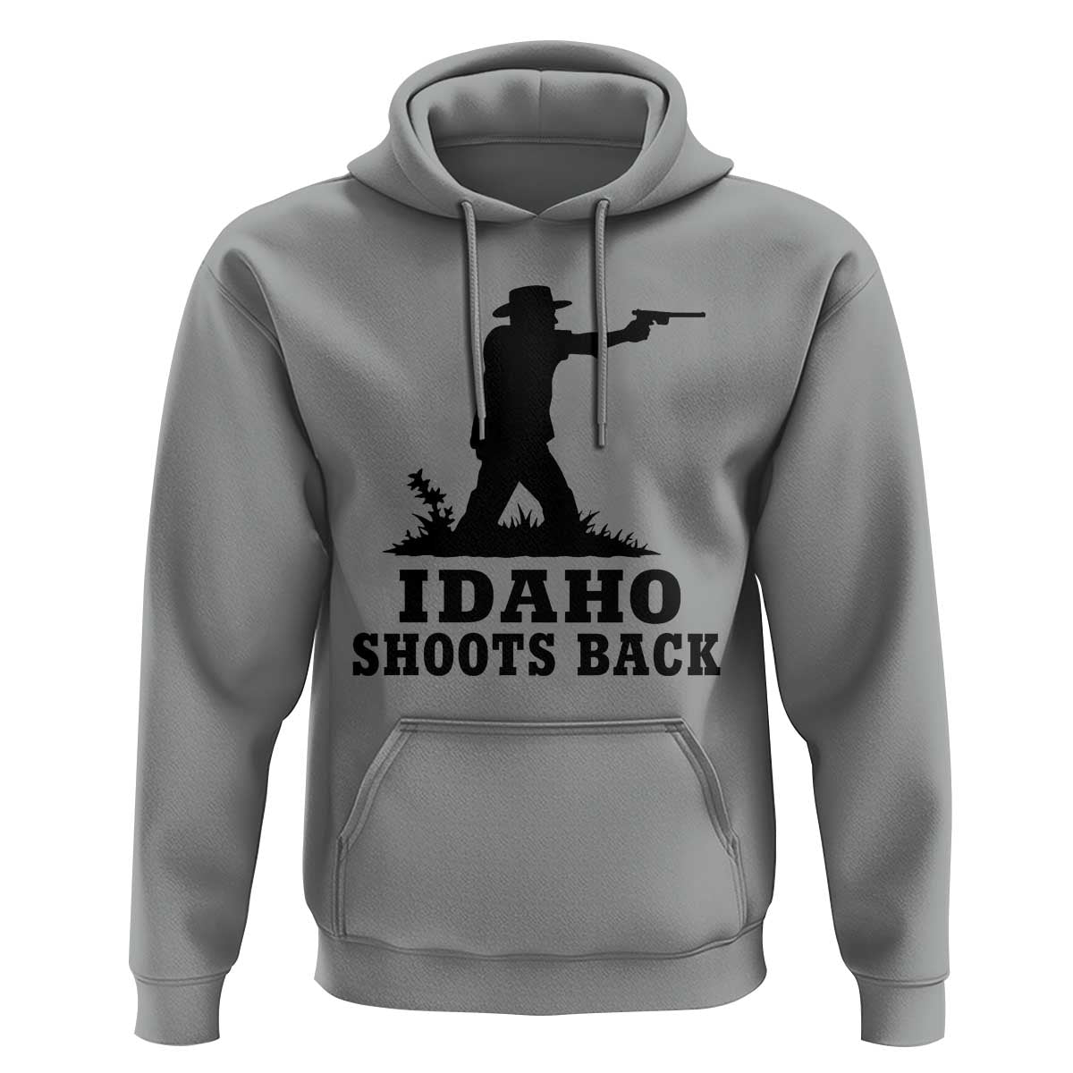 Idaho Shoots Back Minimalist Gunslinger Silhouette State Pride Graphic Hoodie