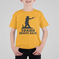 Idaho Shoots Back Minimalist Gunslinger Silhouette State Pride Graphic T Shirt For Kid