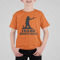 Idaho Shoots Back Minimalist Gunslinger Silhouette State Pride Graphic T Shirt For Kid