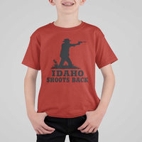 Idaho Shoots Back Minimalist Gunslinger Silhouette State Pride Graphic T Shirt For Kid
