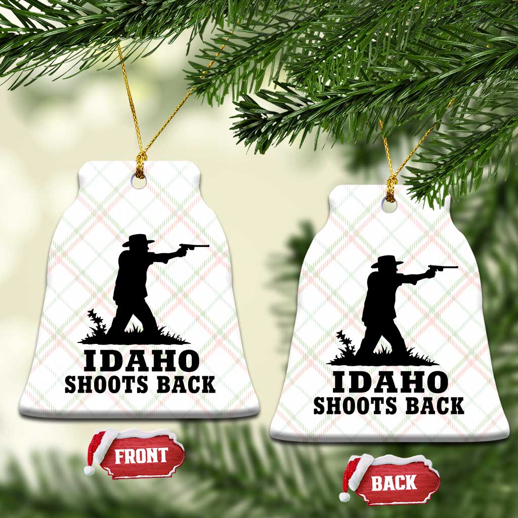 Idaho Shoots Back Minimalist Gunslinger Silhouette State Pride Graphic Ceramic Ornament