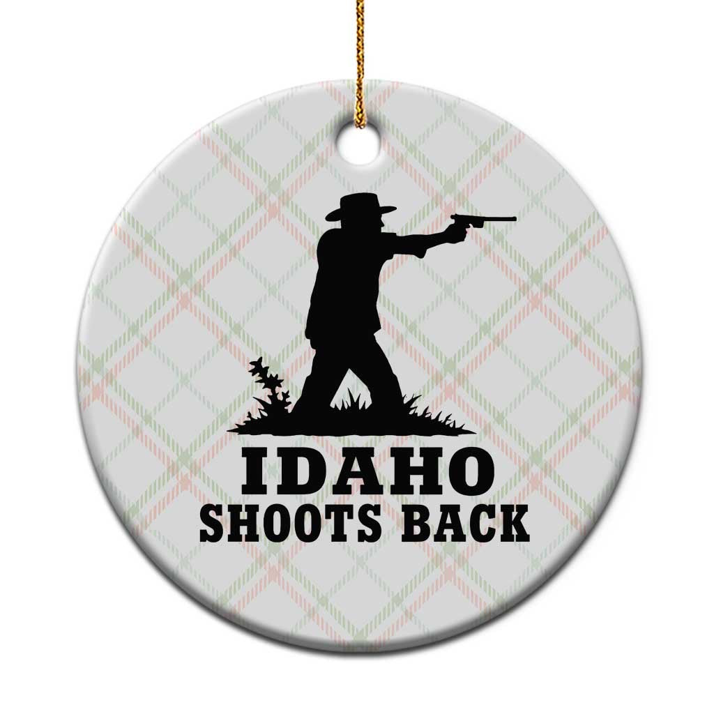 Idaho Shoots Back Minimalist Gunslinger Silhouette State Pride Graphic Ceramic Ornament
