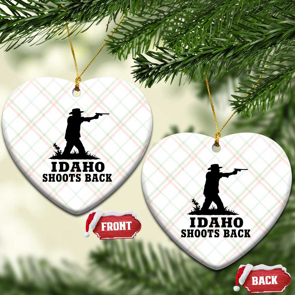 Idaho Shoots Back Minimalist Gunslinger Silhouette State Pride Graphic Ceramic Ornament