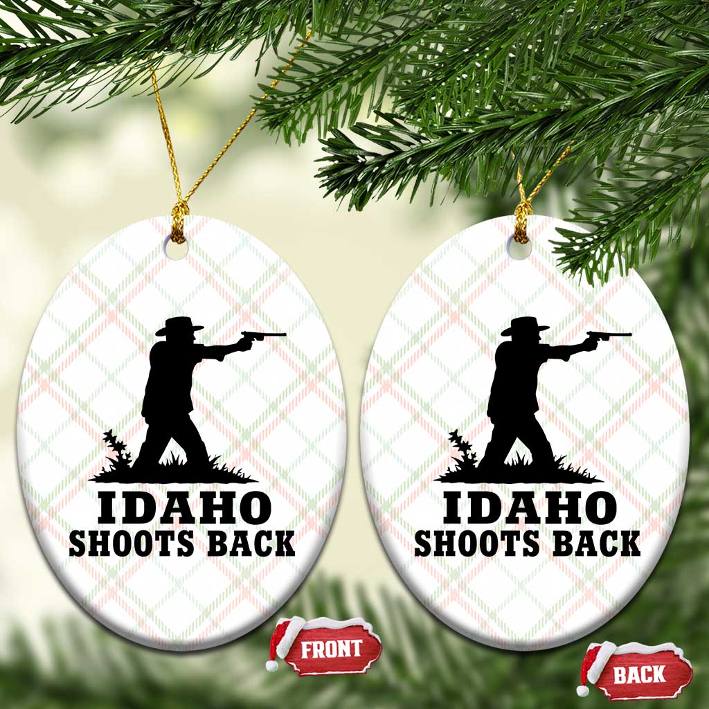 Idaho Shoots Back Minimalist Gunslinger Silhouette State Pride Graphic Ceramic Ornament