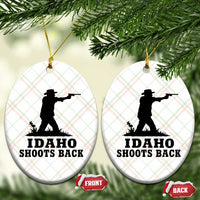 Idaho Shoots Back Minimalist Gunslinger Silhouette State Pride Graphic Ceramic Ornament