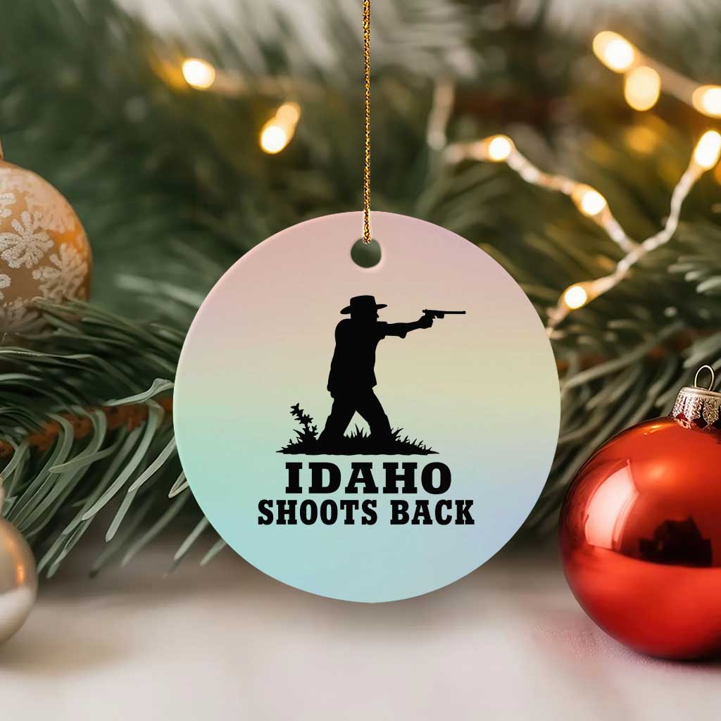 Idaho Shoots Back Minimalist Gunslinger Silhouette State Pride Graphic Ceramic Ornament