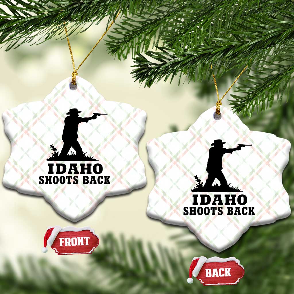 Idaho Shoots Back Minimalist Gunslinger Silhouette State Pride Graphic Ceramic Ornament