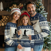 Idaho Shoots Back Minimalist Gunslinger Silhouette State Pride Graphic Ugly Christmas Sweater