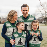 Idaho Shoots Back Minimalist Gunslinger Silhouette State Pride Graphic V-Neck Knit Sweater Vest