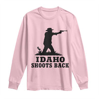 Idaho Shoots Back Minimalist Gunslinger Silhouette State Pride Graphic Long Sleeve Shirt