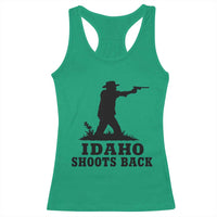 Idaho Shoots Back Minimalist Gunslinger Silhouette State Pride Graphic Racerback Tank Top