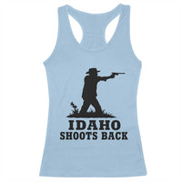 Idaho Shoots Back Minimalist Gunslinger Silhouette State Pride Graphic Racerback Tank Top