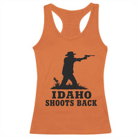 Idaho Shoots Back Minimalist Gunslinger Silhouette State Pride Graphic Racerback Tank Top