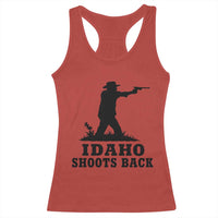 Idaho Shoots Back Minimalist Gunslinger Silhouette State Pride Graphic Racerback Tank Top