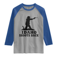 Idaho Shoots Back Minimalist Gunslinger Silhouette State Pride Graphic Raglan Shirt