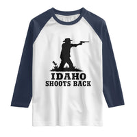 Idaho Shoots Back Minimalist Gunslinger Silhouette State Pride Graphic Raglan Shirt