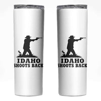 Idaho Shoots Back Minimalist Gunslinger Silhouette State Pride Graphic Skinny Tumbler