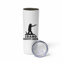Idaho Shoots Back Minimalist Gunslinger Silhouette State Pride Graphic Skinny Tumbler
