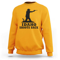 Idaho Shoots Back Minimalist Gunslinger Silhouette State Pride Graphic Sweatshirt